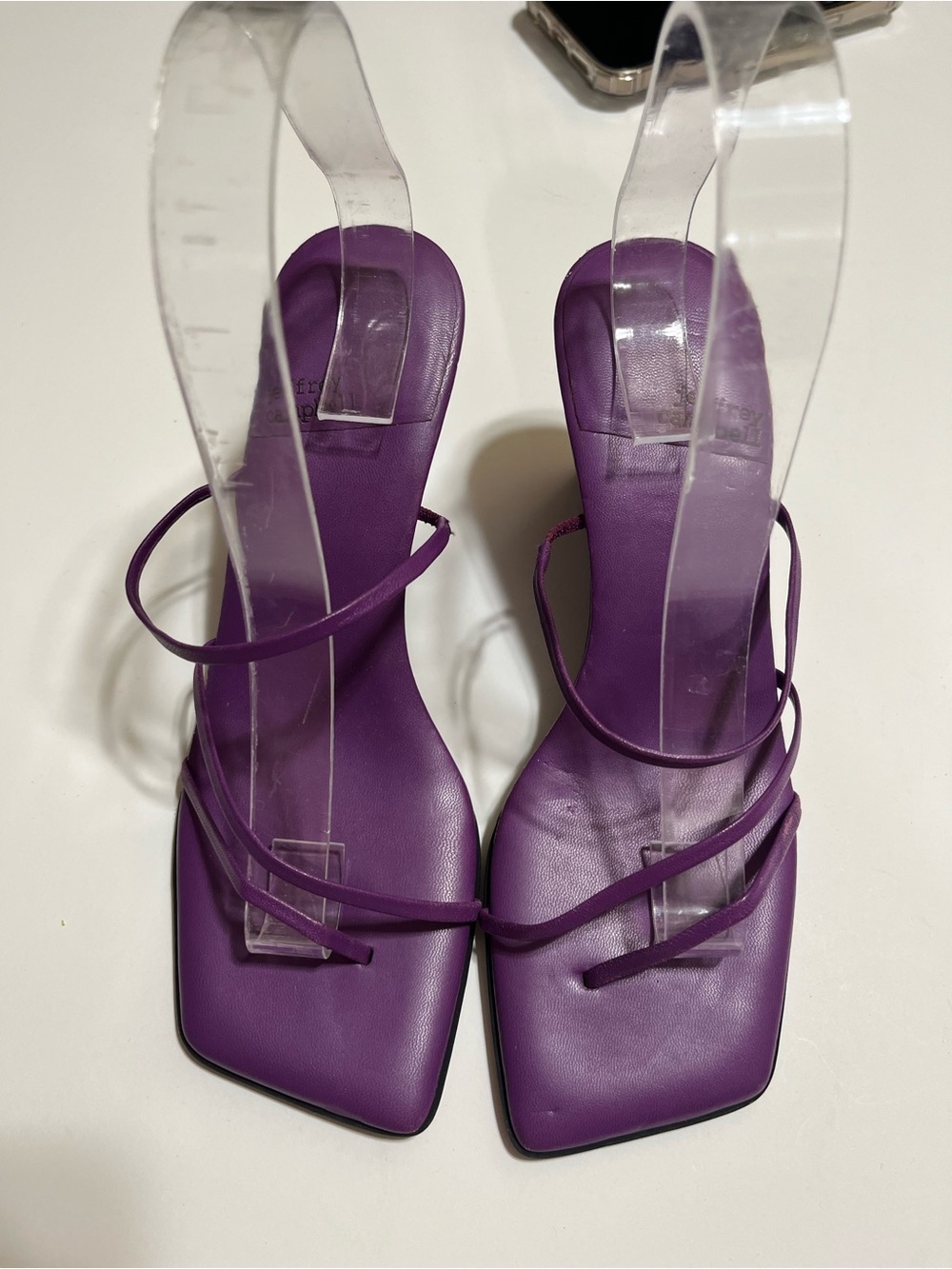 Jeffrey Campbell Purple Strappy Square-Toe Heeled wedge Sandals - Picture 1 of 6